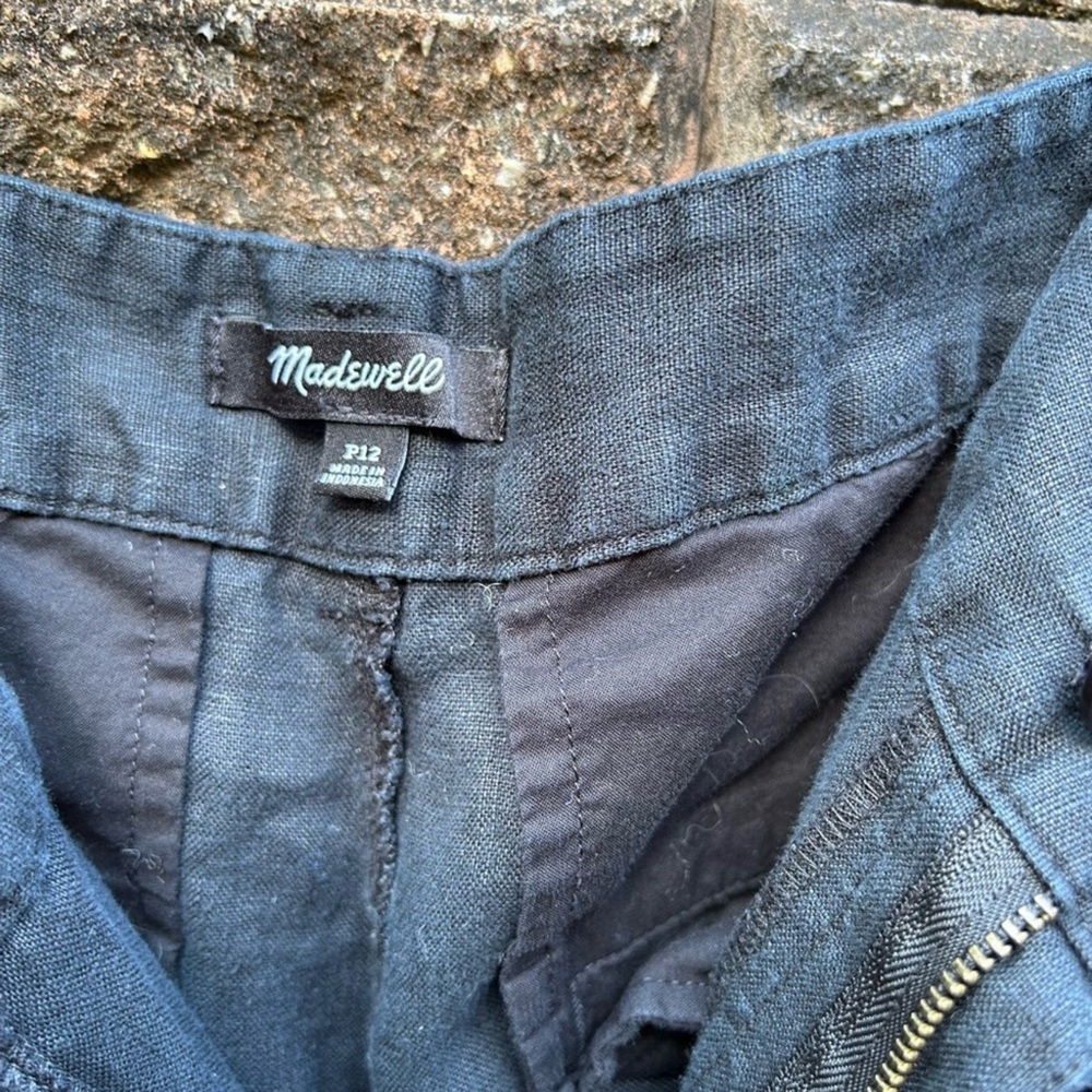 Madewell Wide Leg Linen Women's Pants Navy - Picture 5 of 5
